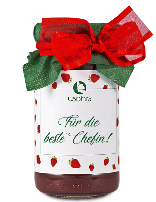 Geschenkmarmelade  Erdbeere  "Für die beste Chefin"