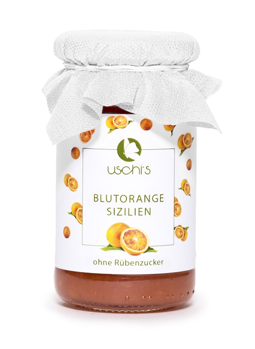 Blutorange - Fruchtaufstrich, kalorienfrei gesüßt mit dem Zuckerersatz aus Mais und Stevia